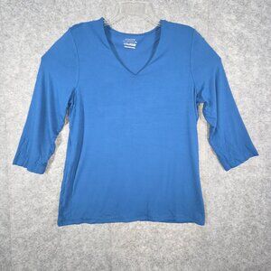Chico's the ultimate tee Long Sleeve Pullover Blue Women's Size L Casual Coastal